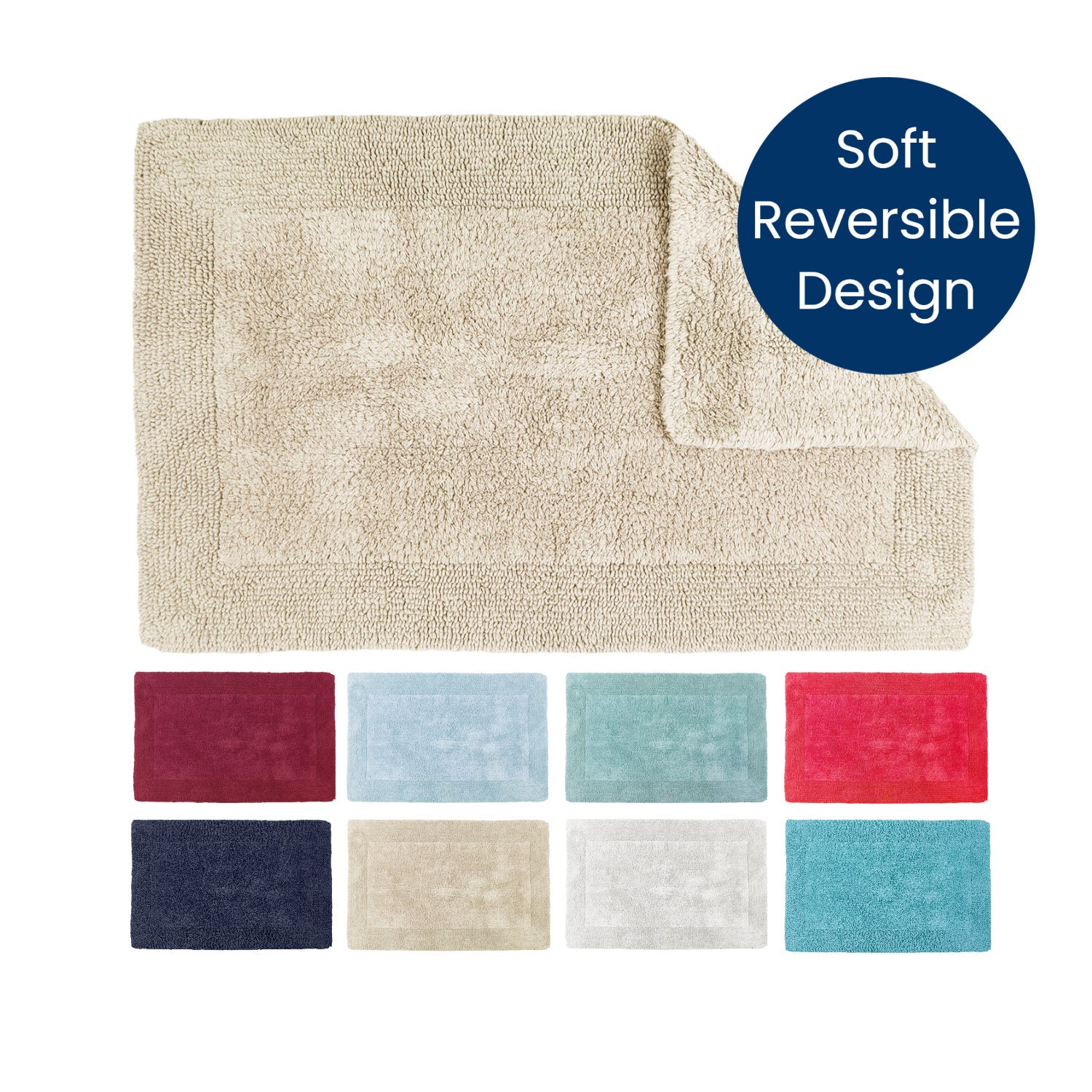 Allure Hand Tufted Reversible Bath Mat Made From 100% Natural