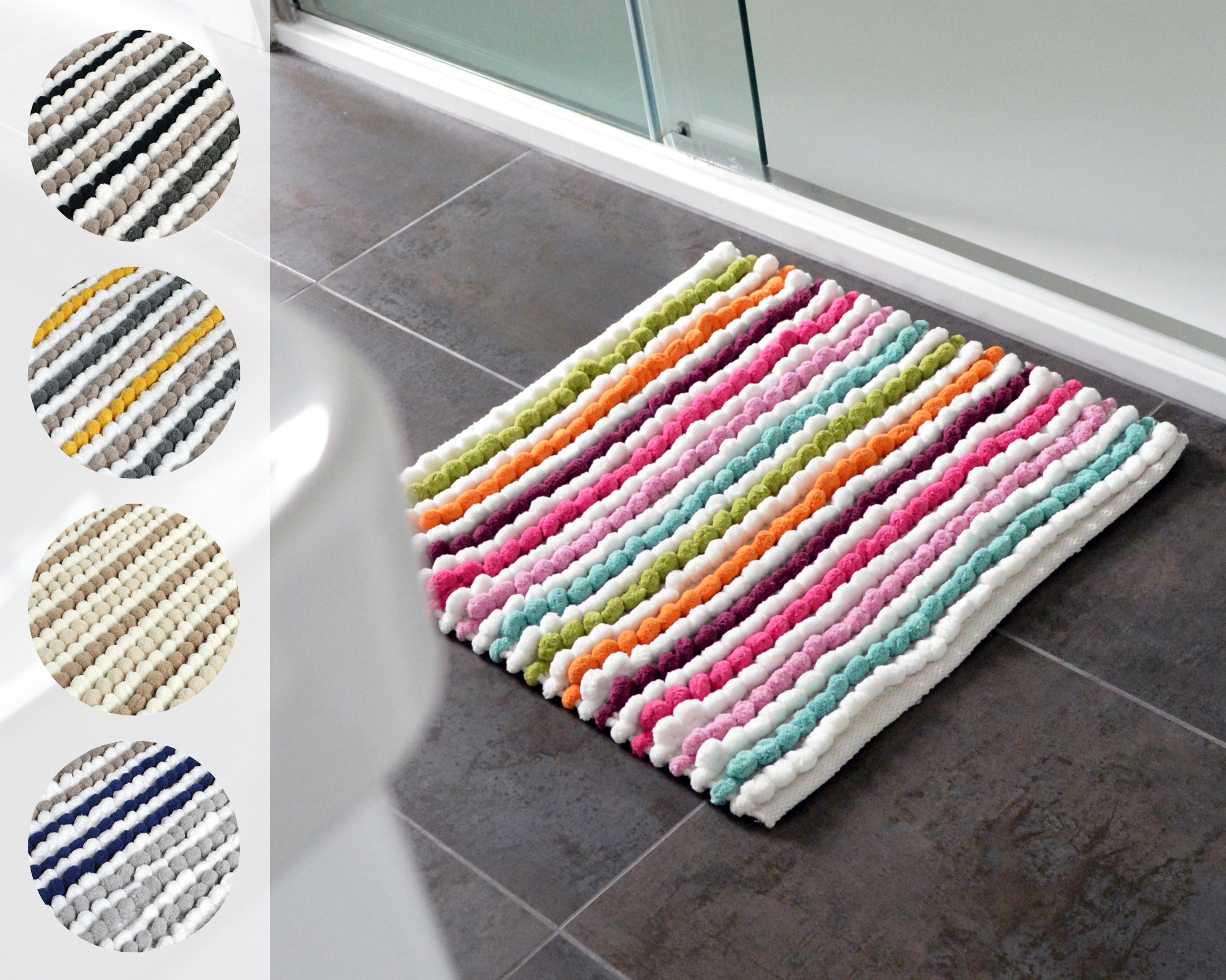 White 36 X 48 100% Cotton Tufted Bath Rug Mat Made in Italy 90 x