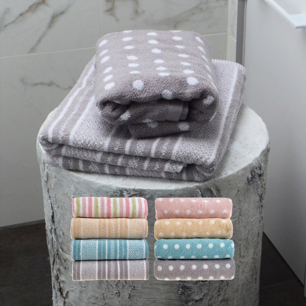 Allure Luxury Stripe & Polka Dot Spot Bath Towels - Patterned Bathroom Towels - 100% Cotton