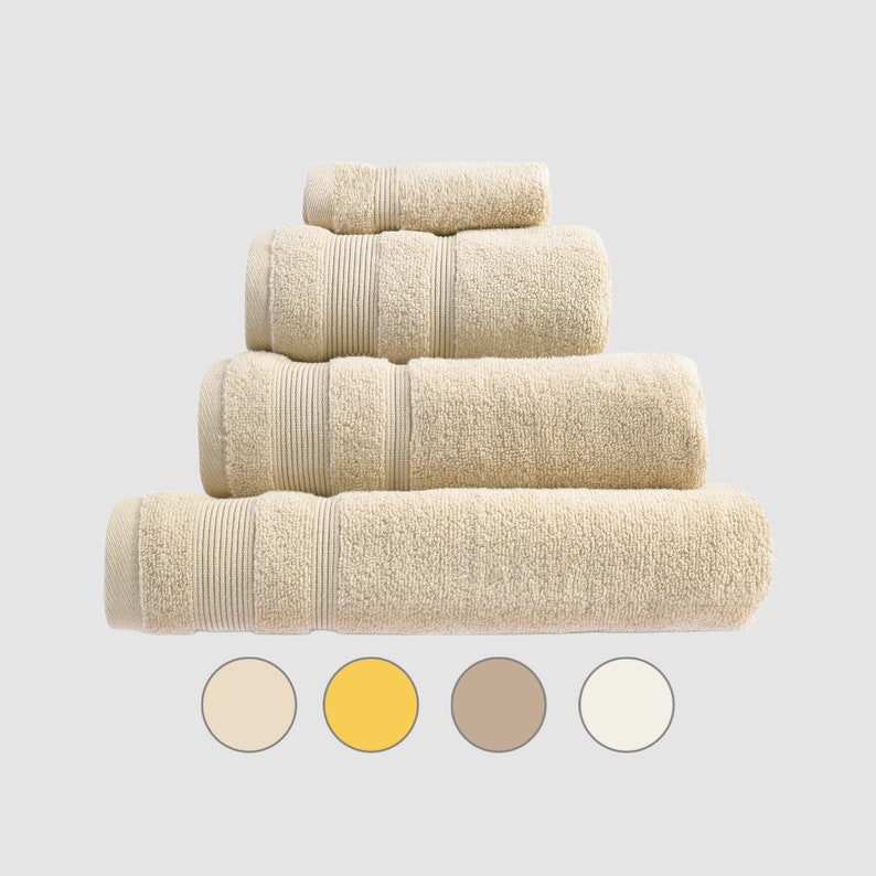 Serviettes en coton égyptien Serviettes de bain de luxe Zero Twist Essuie-mains, serviettes de bain, draps de bain, débarbouillettes Décoration d'intérieur beige neutre image 1