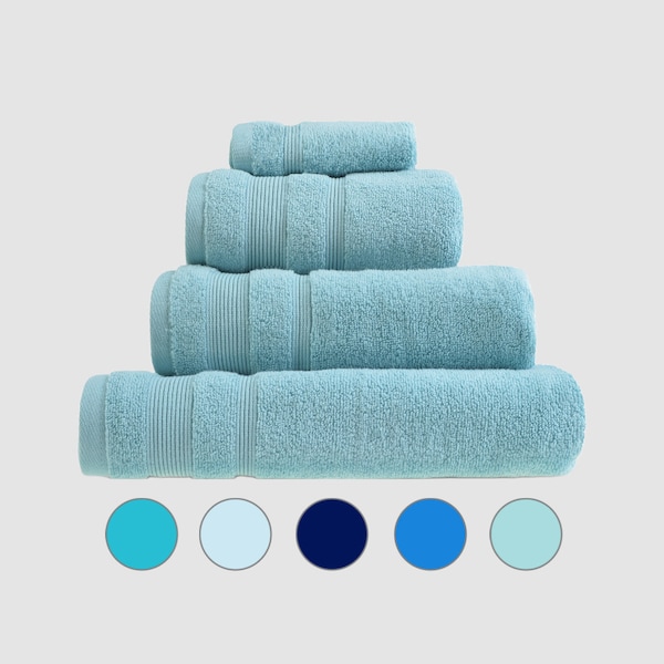Egyptian Cotton Towels - Luxury Bathroom Towels - Zero Twist - Hand Towels, Bath Towels, Bath Sheets, Face Cloths - Blue, Navy, Duck Egg