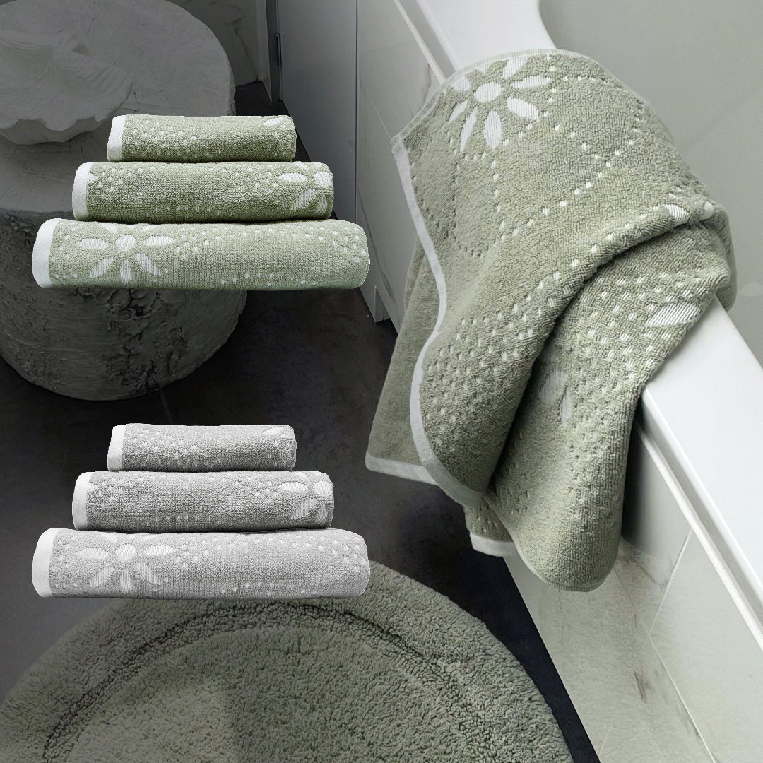Gray and white decorative towels sale