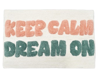 Handmade Keep Calm Dream On Slogan Bath Mat Non Slip 50 x 80cm - Motivational Quote Bathroom Rug