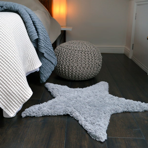 Luxury Shaggy Rug Star Shaped - Fluffy Bath Mat, Fun Nursery Kids Bedroom Rug Decor- 90 x 90cm