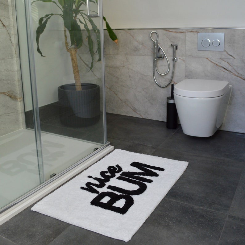 Nice Bum Slogan Bath Mat Super Soft, Non Slip, Hand Tufted Fun Bath Rug 50 x 80cm Funny Bath Mat image 3