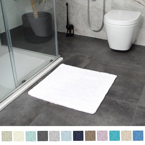 Hand Tufted Cotton Shower Mats 55 X 55cm Reversible Square Bath Mats for Small Bathroom Decor Thick Luxurious Deep Pile Bathmat Etsy UK