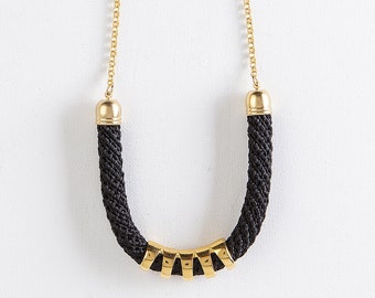 Black and Gold Elegant Classy Crochet Silk Necklace