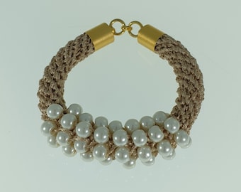 Vegan Faux Pearl Statement Bracelet