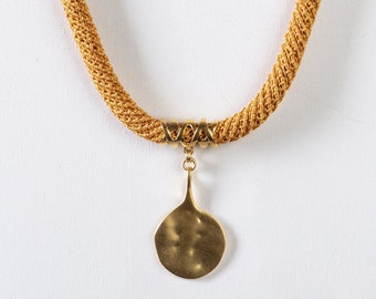 Orange & Gold Organic Pendant Necklace