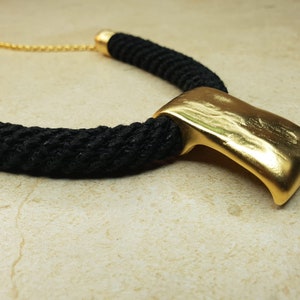 Black and Gold Geometric Necklace image 5