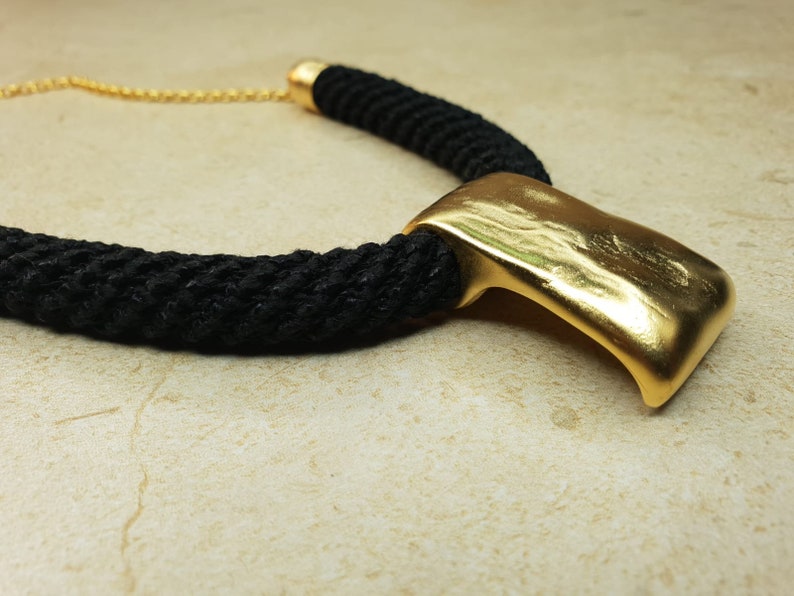 Black and Gold Geometric Necklace image 5