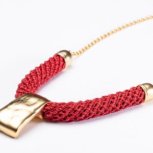 Long Red & Gold Statement Necklace image 10