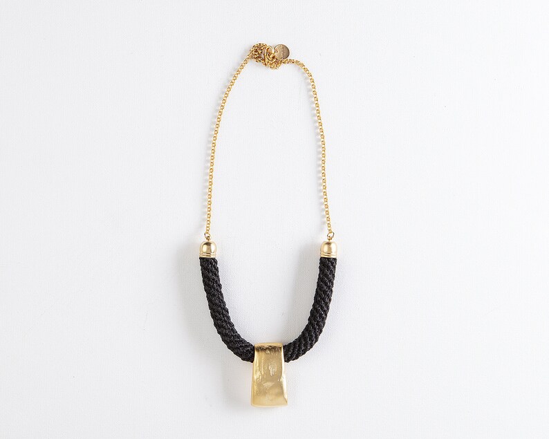 Black and Gold Geometric Necklace image 4
