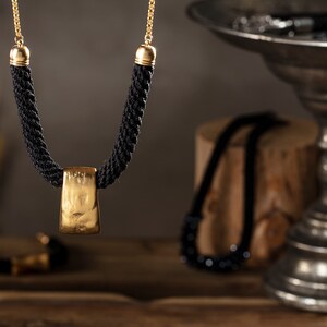 Black and Gold Geometric Necklace image 3