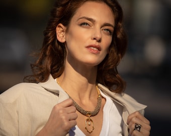 Hamsa & Pearl Contemporary Necklace