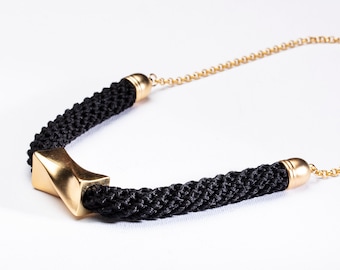 Black & Gold crochet Necklace