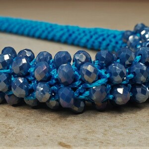 Blue Crystals Statement Crochet Synthetic Silk Necklace image 4