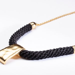 Black and Gold Geometric Necklace image 2