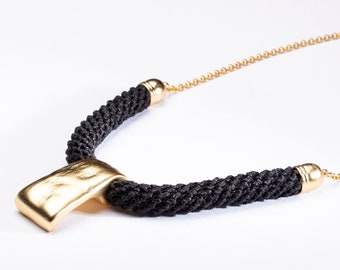 Black and Gold Geometric Unique Necklace for Women