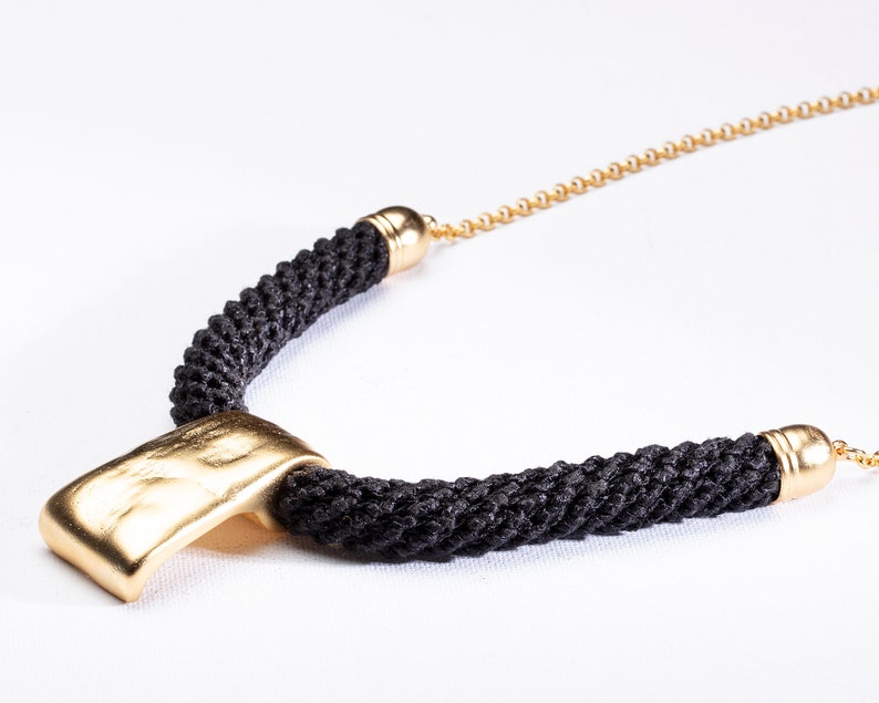 Black and Gold Geometric Necklace image 2
