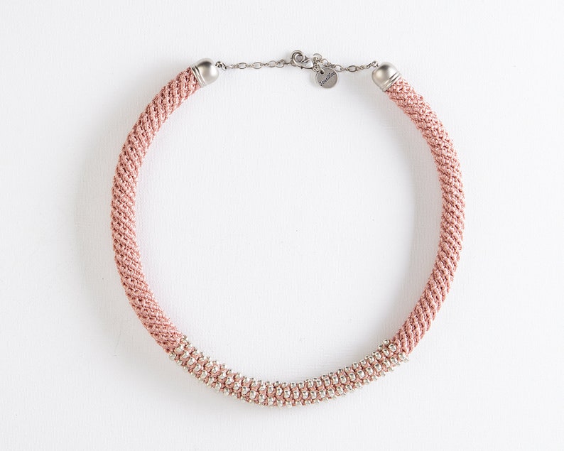 Soft Crochet Pink Necklace image 4