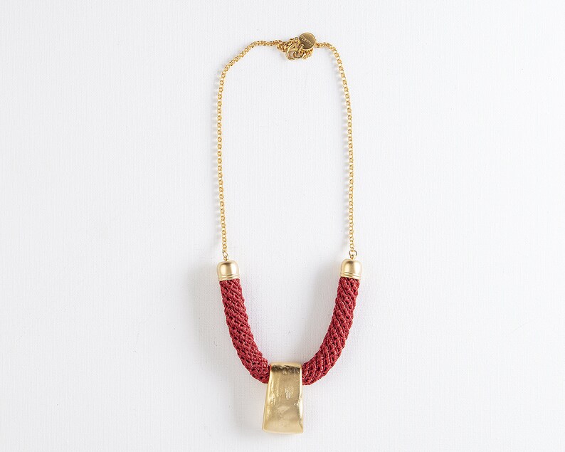 Long Red & Gold Statement Necklace image 3