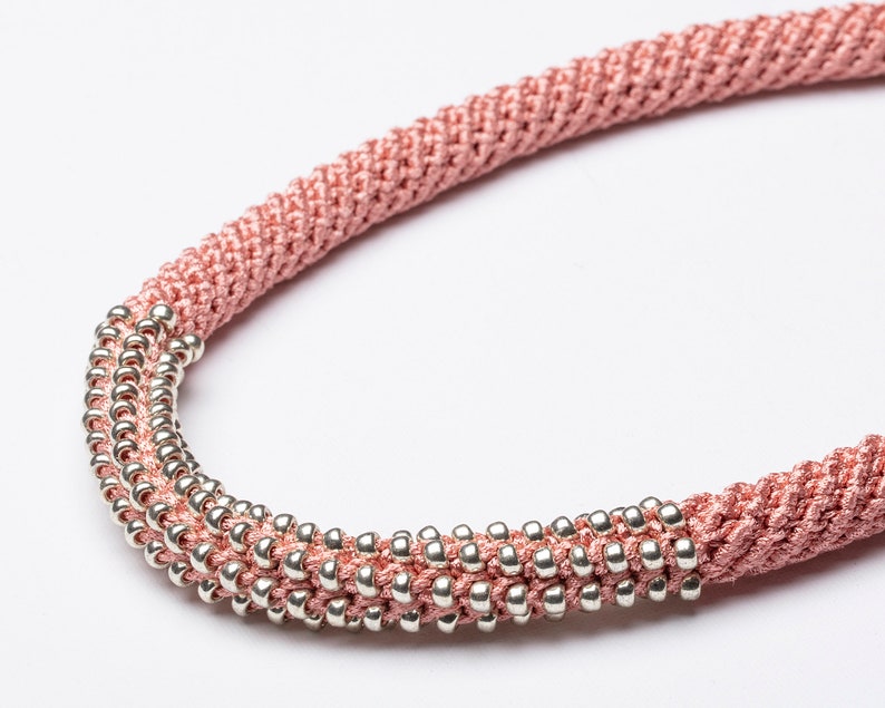 Soft Crochet Pink Necklace image 3