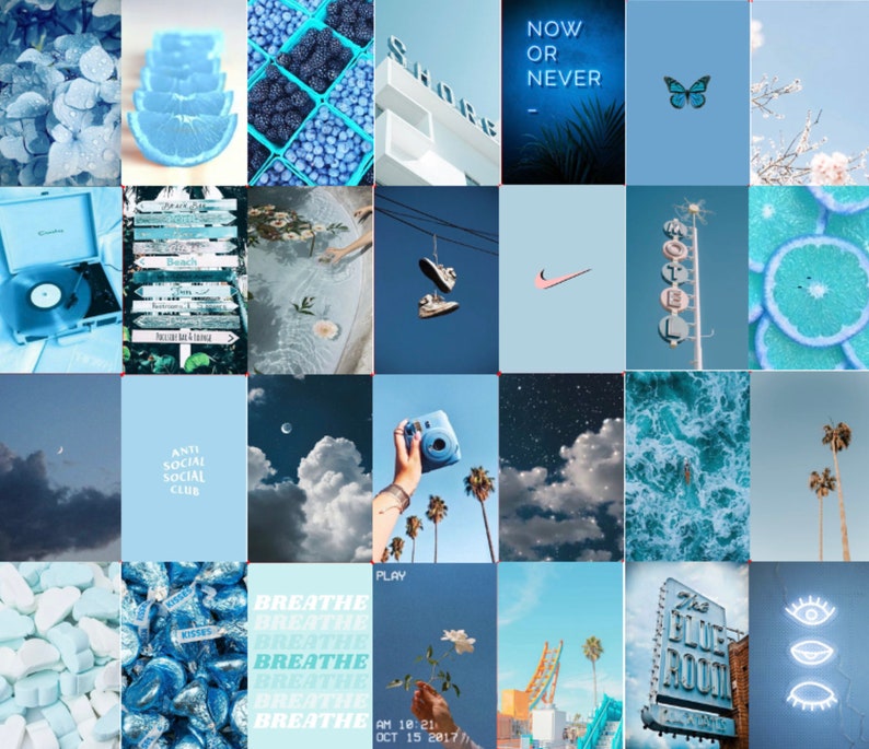 Blue Aesthetic Photo Collage Kit 50 pics DIGITAL DOWNLOAD | Etsy