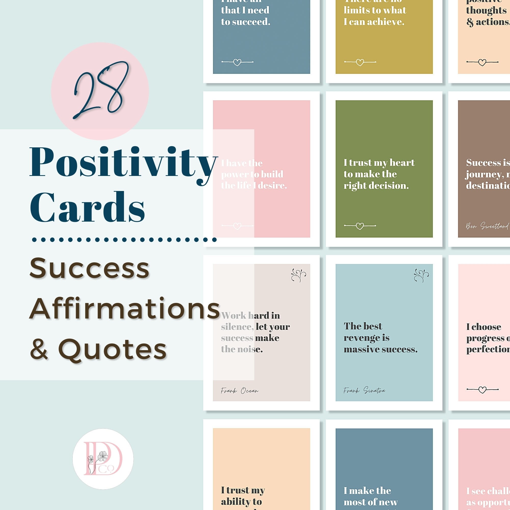 Printable positivity cards success quotes mini cards | Etsy