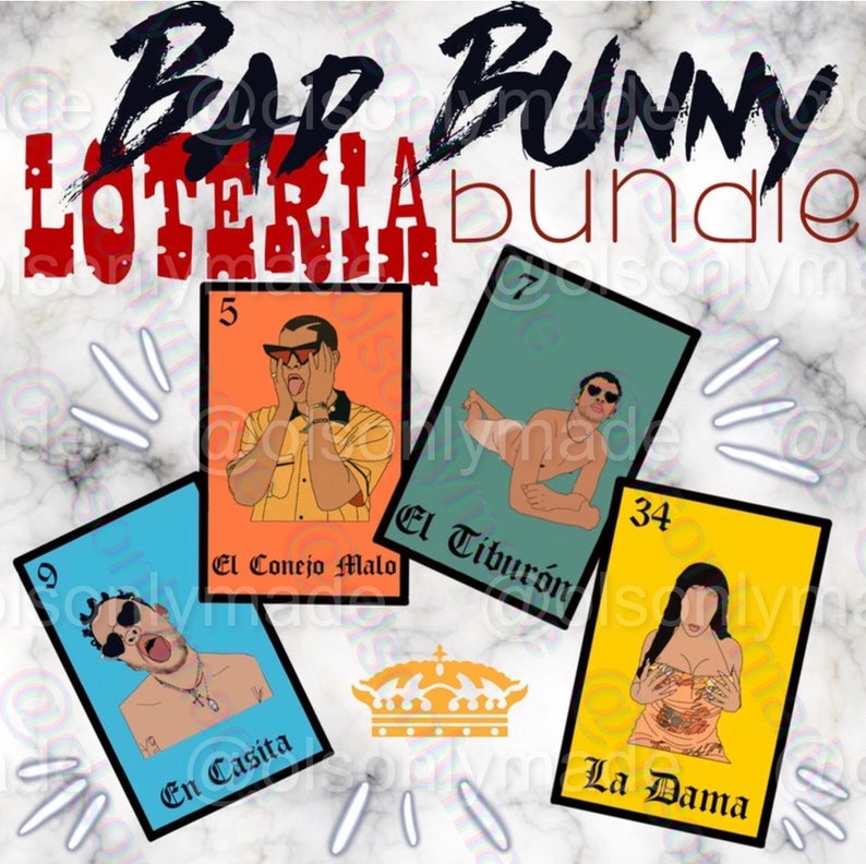 Download Bad Bunny Loteria Sticker Bundle Bad Bunny Latina | Etsy