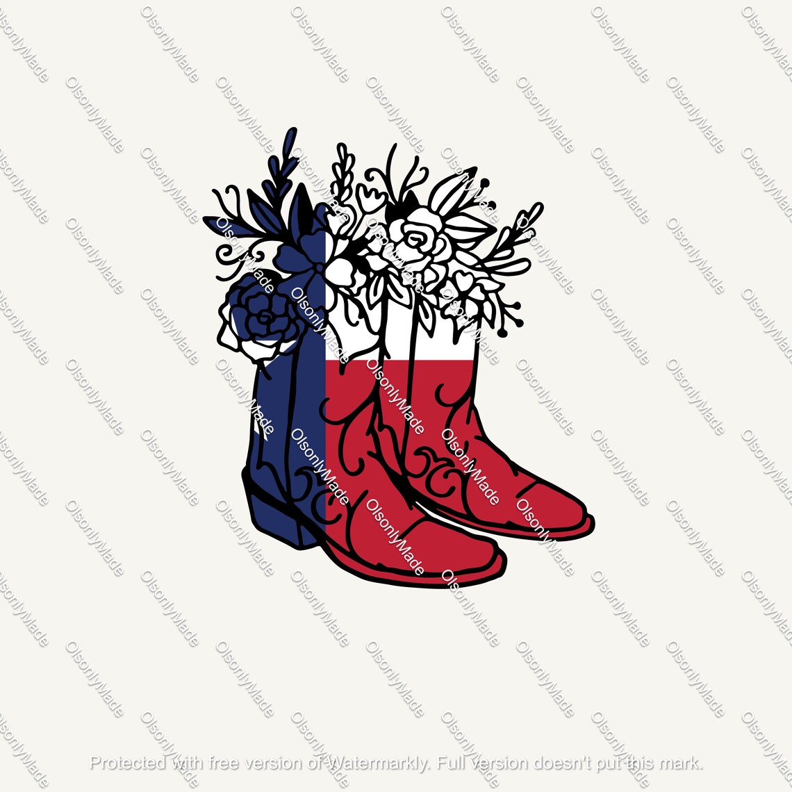 Texas Flag Boots With Flowers Digital File Texas Flag - Etsy