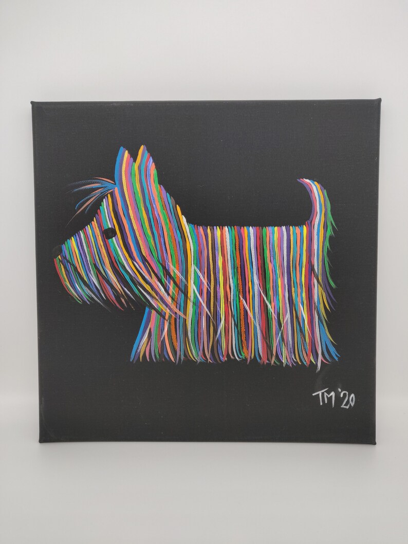 Rainbow Scottie dog Canvas Art beautiful quirky wall art Etsy