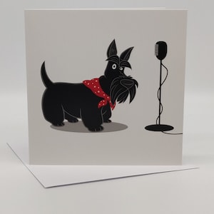 Singing Scottie Greeting Card,Blank greeting Card, Scottie Dog Card, Dog Mom, Dog Mum, Card, Birthday, Get Well, Marty Juchnevic