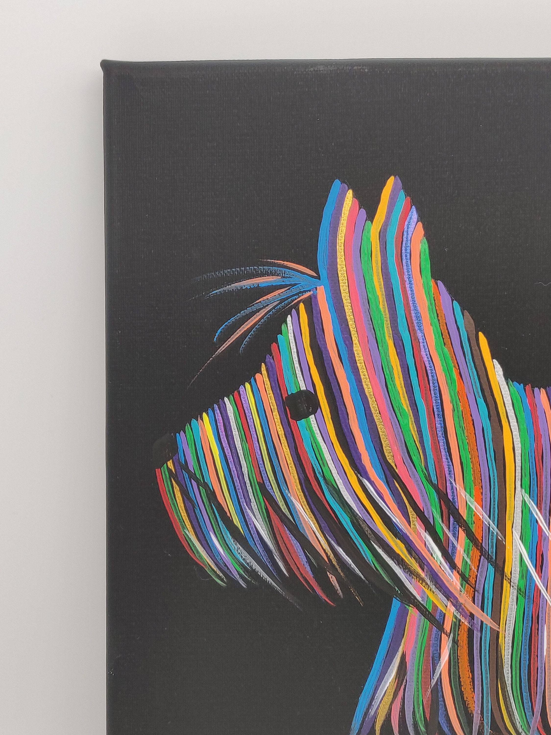 Rainbow Scottie dog Canvas Art beautiful quirky wall art Etsy