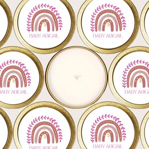 Pink Boho Rainbow Baby Shower Favors BULK [Candle Favors, Personalized Candles, Shower Favors, Baby Party Favors, It&#39;s a Girl, Boho Rainbow]