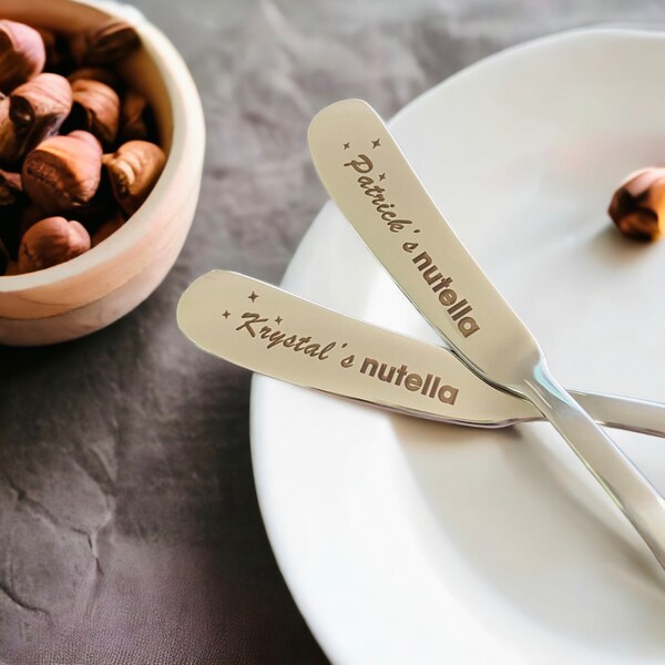 Personalized Nutella Spreader • Nutella Gift • Custom Laser Engraved Gift • Personalized Silverware • I love Nutella • Mini Nutella Jars