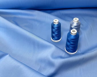 Tessuto di raso di cotone blu, extra largo 240 cm, materiale per sartoria