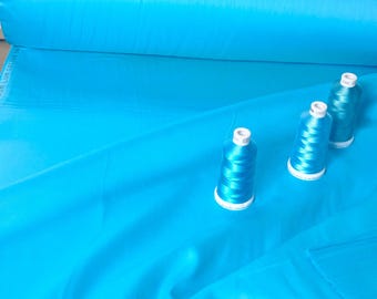 Tessuto di raso di cotone turchese acqua, drappeggio setoso, larghezza 240 cm, al metro