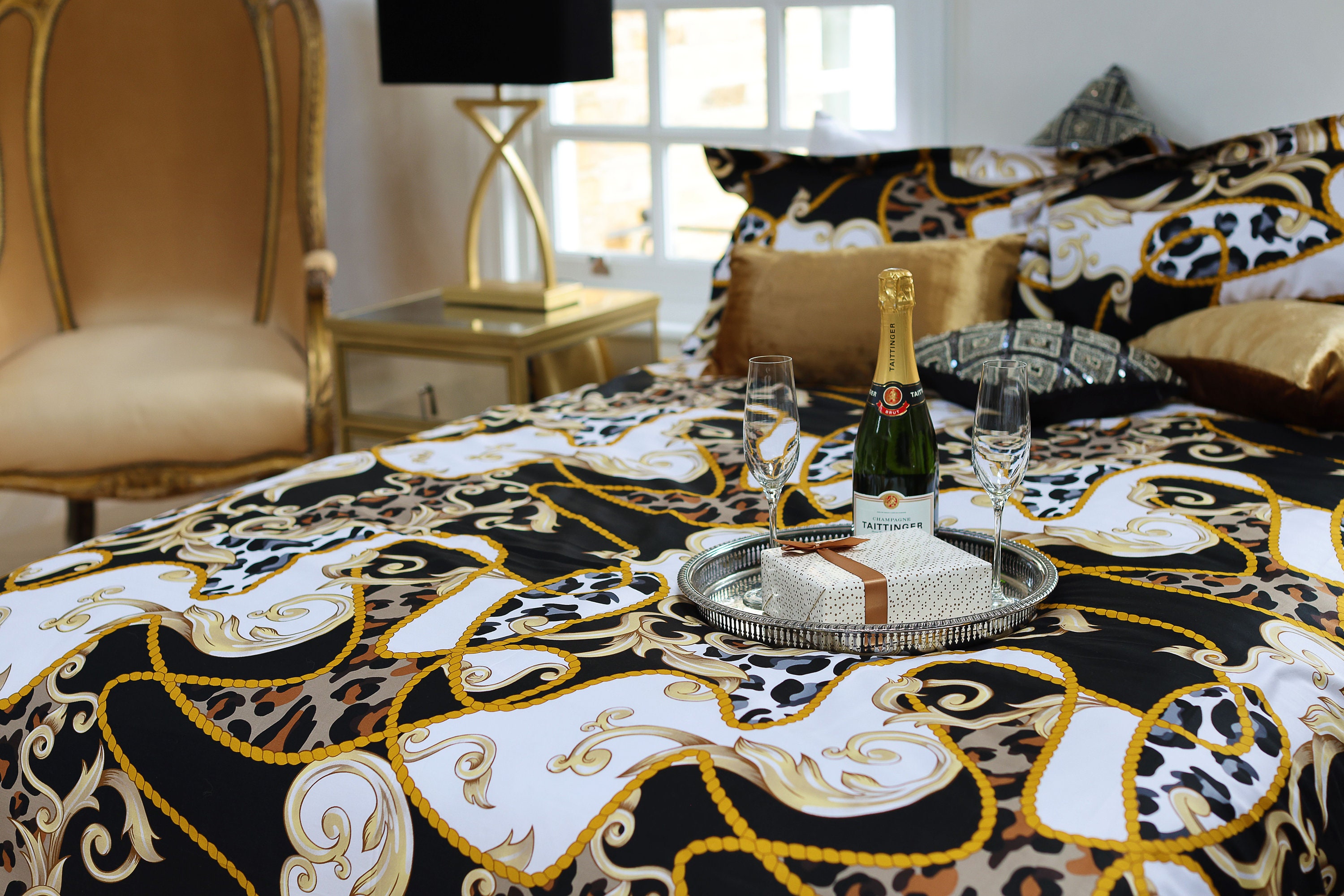 Black and Gold Bedding Set 100 Premium Cotton Etsy UK