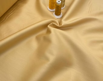Tessuto in raso di cotone 100% color oro antico, larghezza 2 m e 40 cm