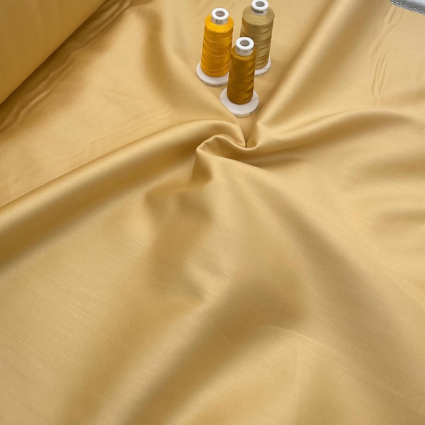 Tissu satiné 100 % coton, 2 m40 cm de large, or vieilli