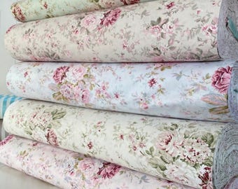 Vintage bloemenkatoen 240 cm breed voor beddengoed, kleermakerij, gordijnen, verkocht per meter.