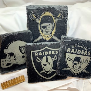 Raiders Premium Laser Engraved Slate Coaster