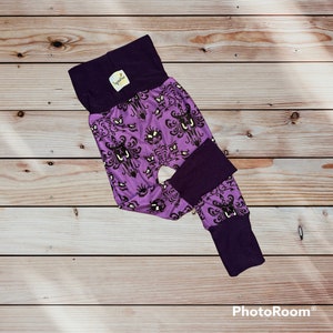 Ready To Ship- Haunted Wall Paper, Baby Pants, Miniloones, Grow With Me Pants, baby joggers, gifts for babies, Holiday Gifts