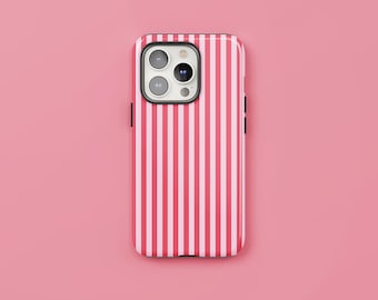 Candy Cane Stripes | Pink Stripe Phone Case, Protective Tough Cover, iPhone & Android