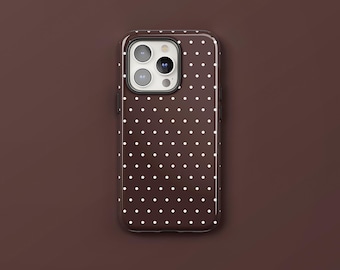 Espresso Dots | Brown Polka Dot Case, Protective Tough Cover