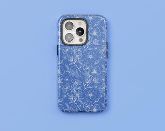 Blue Blossom Phone Case: Elegant Floral Protective Cover