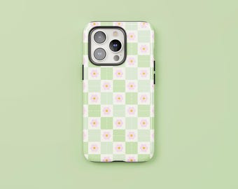 Meadow Charm | Pink and Green Flower Phone Case, Protective Tough Cover, iPhone & Android