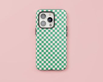 Watermelon Patch | Pink & Green Check Case, Protective Tough Cover