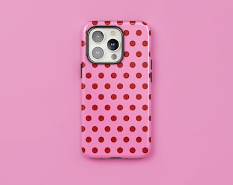 Pink Spot | Red and Pink Polka Dot Case, Protective Tough Cover